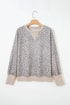 Relaxed Animal Print V Notch Pullover Sweatshirt