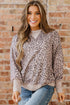 Relaxed Animal Print V Notch Pullover Sweatshirt