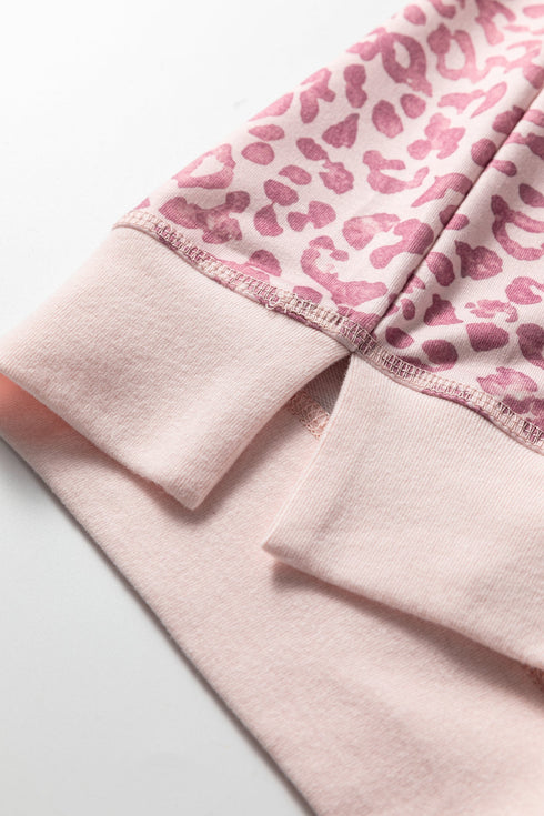 Relaxed Animal Print V Notch Pullover Sweatshirt