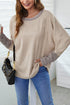 Relaxed Batwing Sleeve Cotton Blend Knit Top