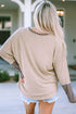 Relaxed Batwing Sleeve Cotton Blend Knit Top
