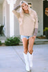 Relaxed Batwing Sleeve Cotton Blend Knit Top