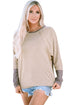 Relaxed Batwing Sleeve Cotton Blend Knit Top