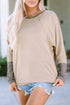 Relaxed Batwing Sleeve Cotton Blend Knit Top