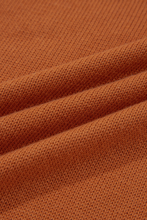 Relaxed Bishop Sleeve Ribbed Trim Knit Pullover Sweater