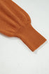 Relaxed Bishop Sleeve Ribbed Trim Knit Pullover Sweater