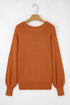 Relaxed Bishop Sleeve Ribbed Trim Knit Pullover Sweater