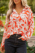 Relaxed Botanical Leaf Pattern Button Down Shirt