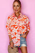 Relaxed Botanical Leaf Pattern Button Down Shirt