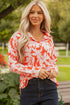 Relaxed Botanical Leaf Pattern Button Down Shirt