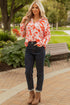 Relaxed Botanical Leaf Pattern Button Down Shirt