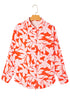 Relaxed Botanical Leaf Pattern Button Down Shirt