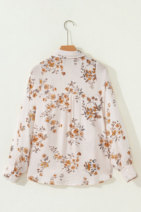 Relaxed Botanical Print Button Front Woven Shirt