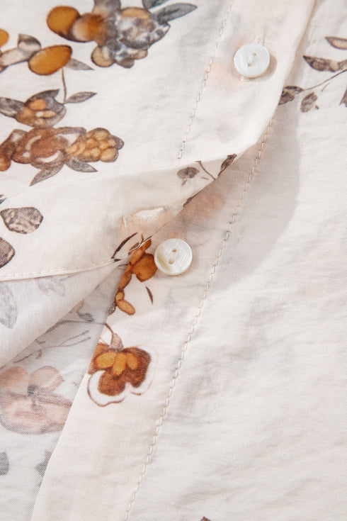 Relaxed Botanical Print Button Front Woven Shirt