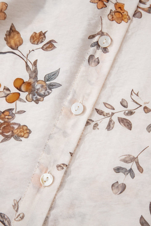 Relaxed Botanical Print Button Front Woven Shirt