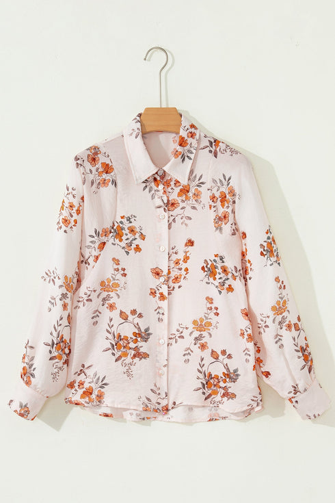 Relaxed Botanical Print Button Front Woven Shirt