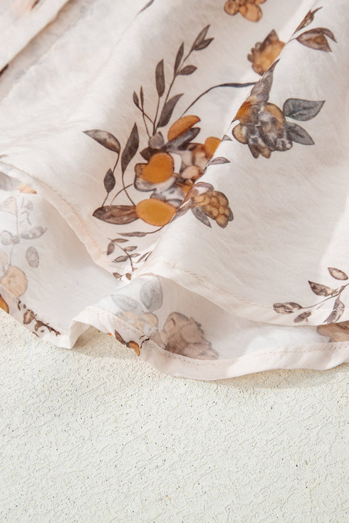 Relaxed Botanical Print Button Front Woven Shirt