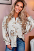 Relaxed Botanical Print Button Front Woven Shirt