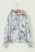 Relaxed Botanical Print Quarter Zip Knit Hoodie