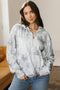 Relaxed Botanical Print Quarter Zip Knit Hoodie