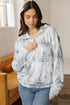 Relaxed Botanical Print Quarter Zip Knit Hoodie