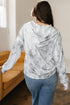 Relaxed Botanical Print Quarter Zip Knit Hoodie