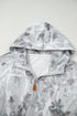 Relaxed Botanical Print Quarter Zip Knit Hoodie