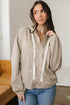 Relaxed Bow Pattern Zip Up Hooded Sweatshirt