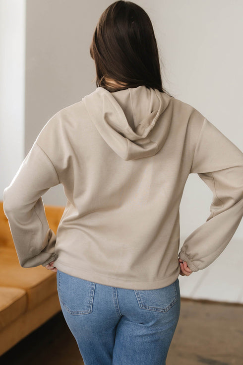 Relaxed Bow Pattern Zip Up Hooded Sweatshirt
