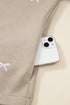 Relaxed Bow Pattern Zip Up Hooded Sweatshirt