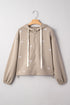 Relaxed Bow Pattern Zip Up Hooded Sweatshirt