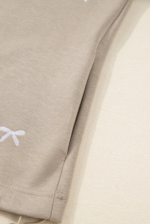 Relaxed Bow Pattern Zip Up Hooded Sweatshirt