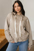 Relaxed Bow Pattern Zip Up Hooded Sweatshirt