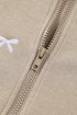 Relaxed Bow Pattern Zip Up Hooded Sweatshirt