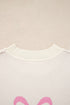 Relaxed Bow Print Drop Shoulder Soft Knit Pullover Sweater