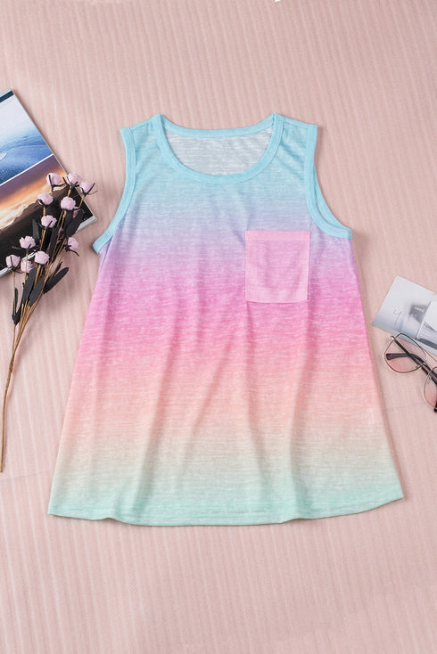 Relaxed Burnout Knit Pocket Sleeveless Tank Top