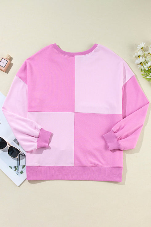 Relaxed Button Front Panel Design Pullover Sweatshirt