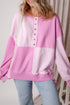 Relaxed Button Front Panel Design Pullover Sweatshirt