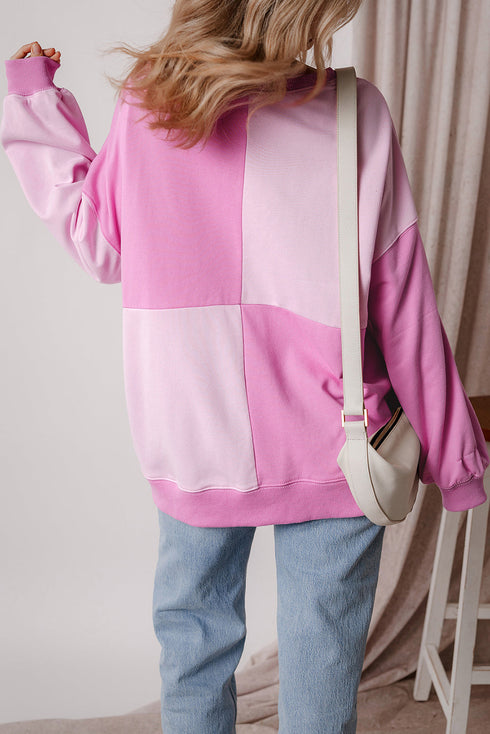 Relaxed Button Front Panel Design Pullover Sweatshirt
