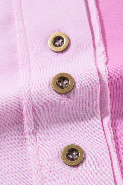 Relaxed Button Front Panel Design Pullover Sweatshirt