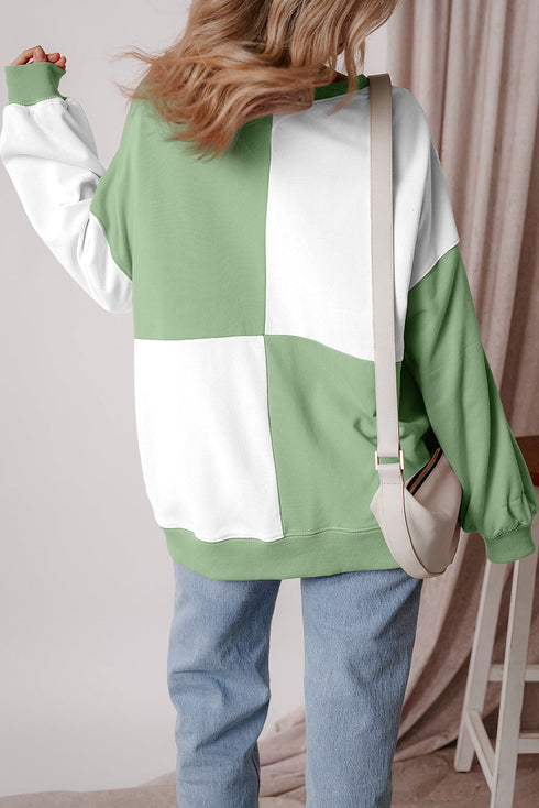 Relaxed Button Front Panel Design Pullover Sweatshirt