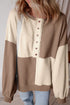 Relaxed Button Front Panel Design Pullover Sweatshirt