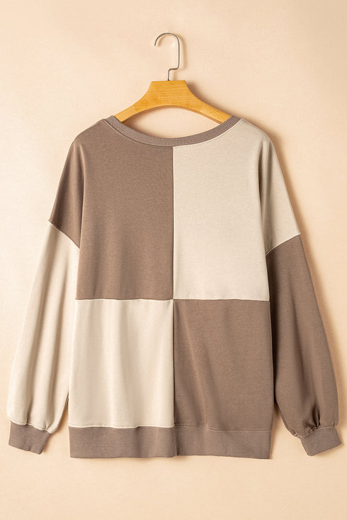 Relaxed Button Front Panel Design Pullover Sweatshirt