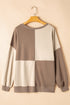 Relaxed Button Front Panel Design Pullover Sweatshirt