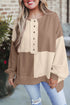 Relaxed Button Front Panel Design Pullover Sweatshirt