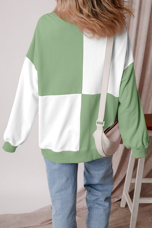 Relaxed Button Front Panel Design Pullover Sweatshirt