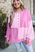 Relaxed Button Front Panel Design Pullover Sweatshirt