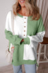 Relaxed Button Front Panel Design Pullover Sweatshirt