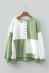 Relaxed Button Front Panel Design Pullover Sweatshirt
