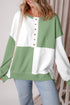 Relaxed Button Front Panel Design Pullover Sweatshirt